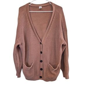 Abound Women's Hazelnut Brown Cotton/Poly Knit Button Front Cardigan Sweater